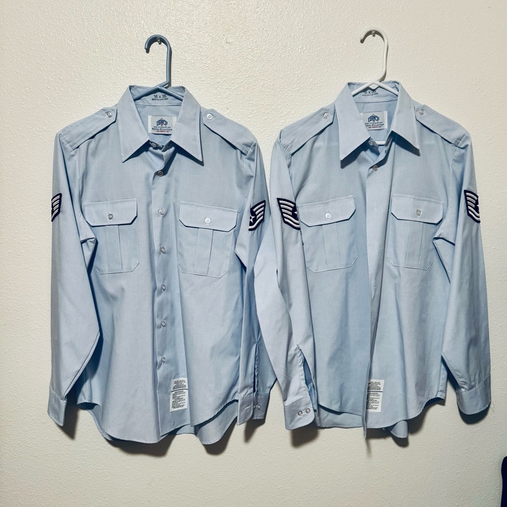 Men’s 16x35 Wings Collection Military Air-force  Blue Button Down Shirt Set Of 2